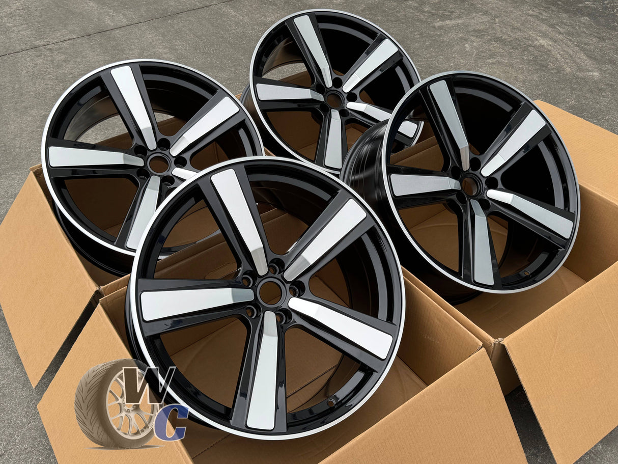 21” Wheels Fit PORSCHE MACAN ALL MODELS 2019–2025 | OE Style Rims | Gloss Black Machined Face | Staggered Set of 4