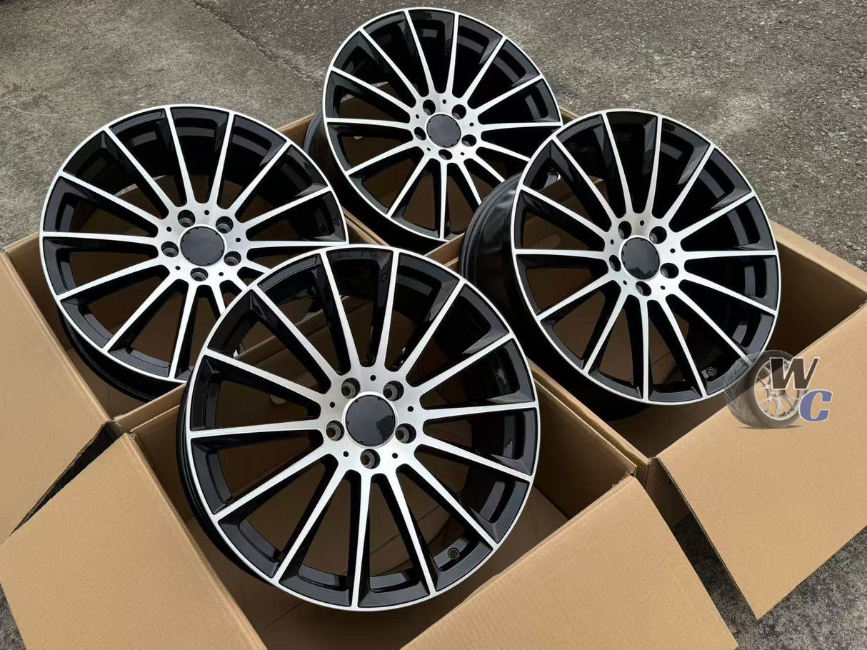 19” Wheels Fit Mercedes-Benz GLC AMG 2016–2026 | OE Style Rims | Gloss Black Machined Face | Staggered Set of 4