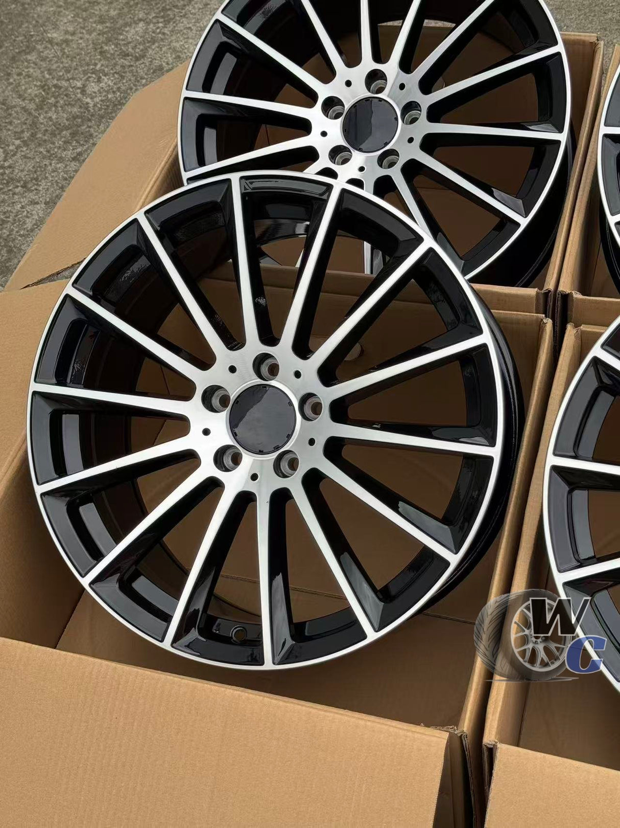 19” Wheels Fit Mercedes-Benz GLC AMG 2016–2026 | OE Style Rims | Gloss Black Machined Face | Staggered Set of 4