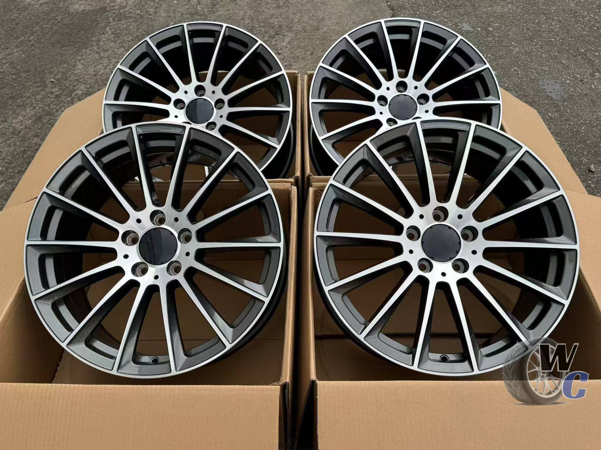 19” Wheels Fit Mercedes-Benz C-Class AMG 1994–2026 | OE Style Rims | Gunmetal Machined Face | Staggered Set of 4
