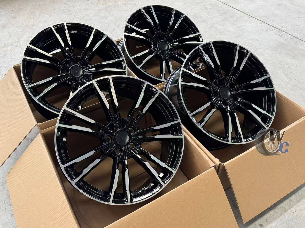19” Wheels Fit BMW 7 Series 2016–2025 | Factory Style Rims | Gloss Black Machined Face | Staggered Set of 4