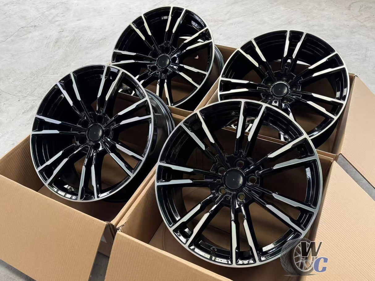 19” Wheels Fit BMW 7 Series 2016–2025 | Factory Style Rims | Gloss Black Machined Face | Staggered Set of 4