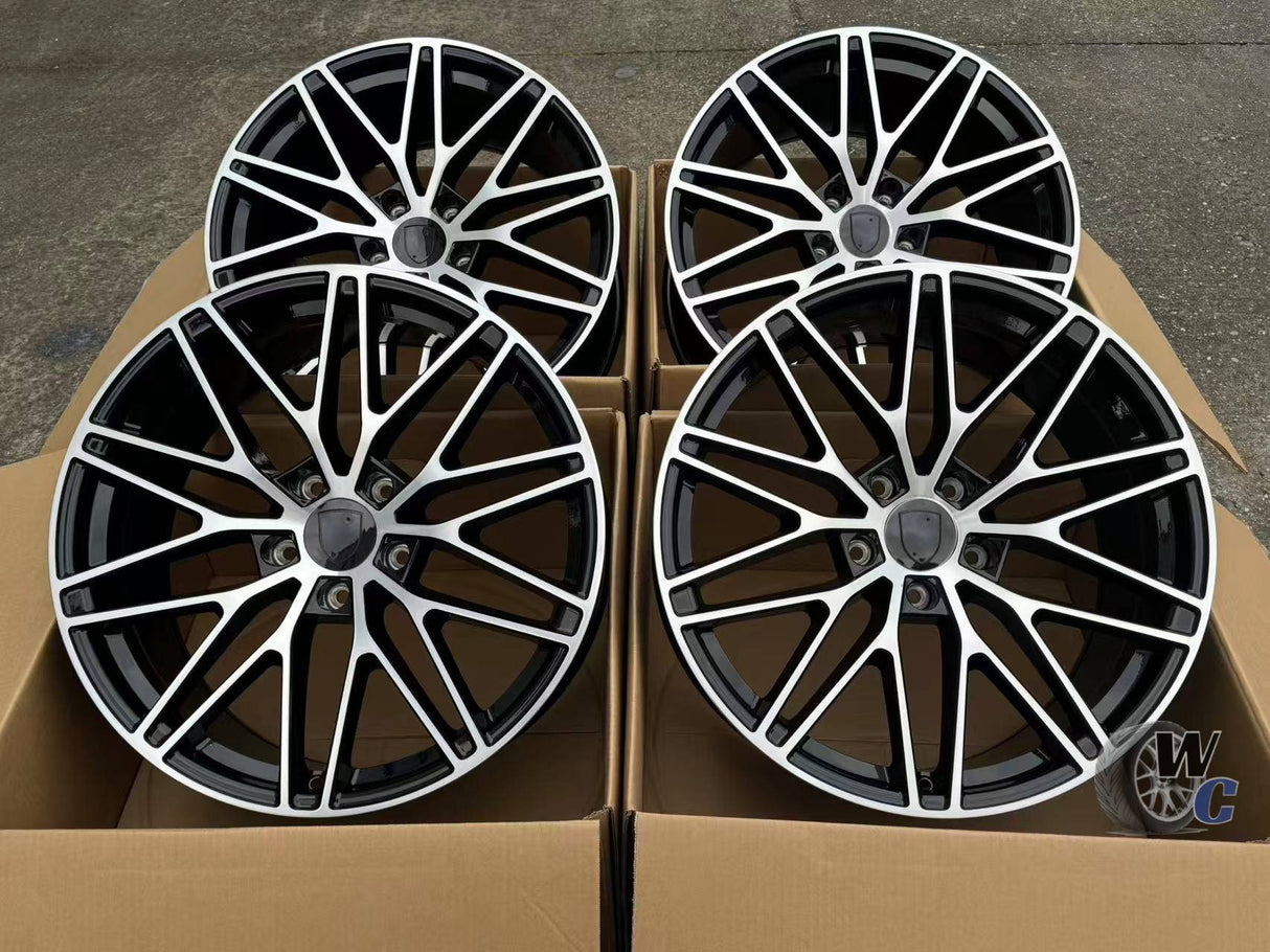 21” Wheels Fit Porsche Cayenne 2011–2026 | OE Style Rims | Gloss Black Machined Face | Staggered Set of 4