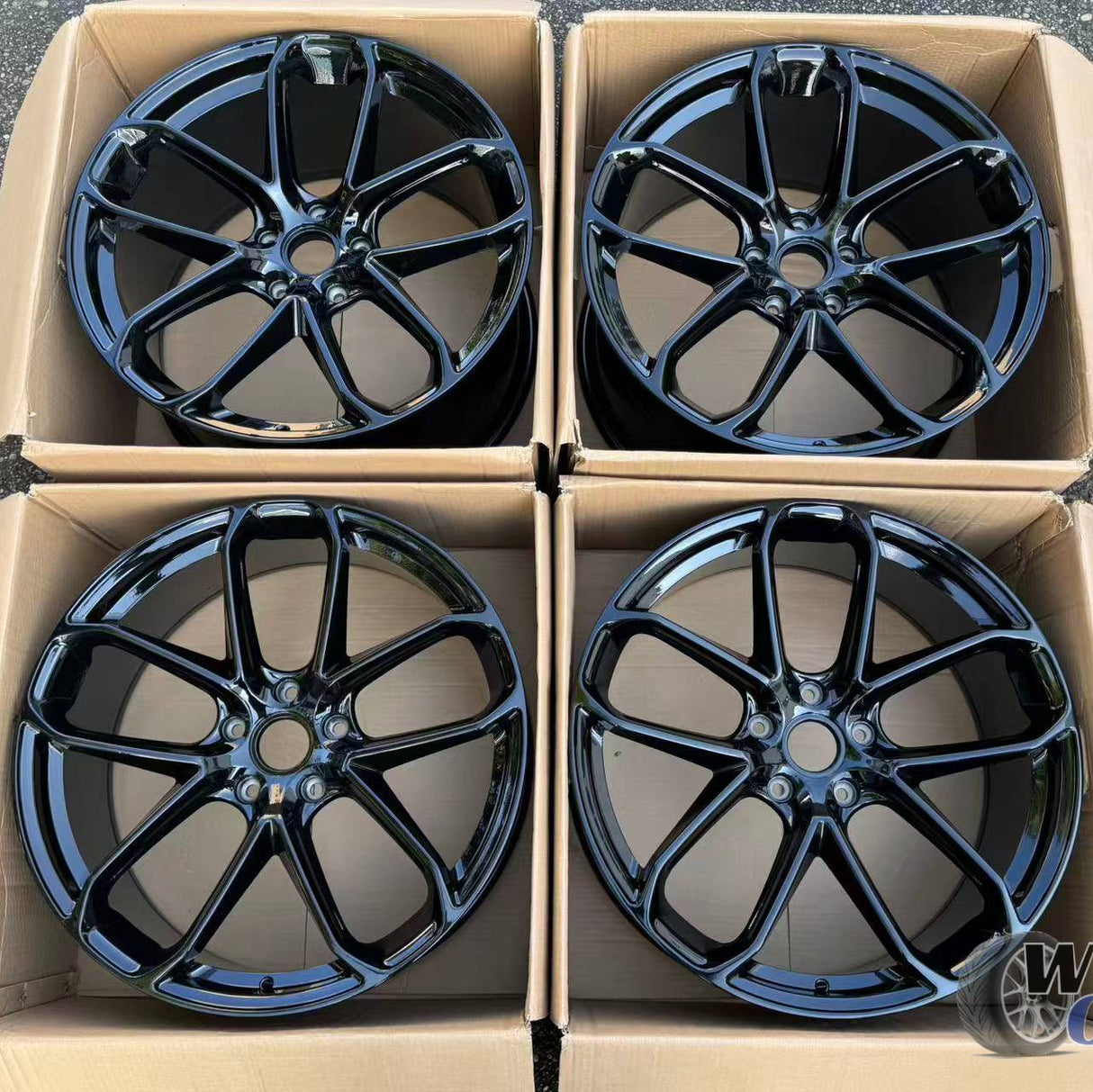 22” Wheels Fit Porsche Taycan 2019–2025 | OE Style Rims | Gloss Black | Staggered Set of 4