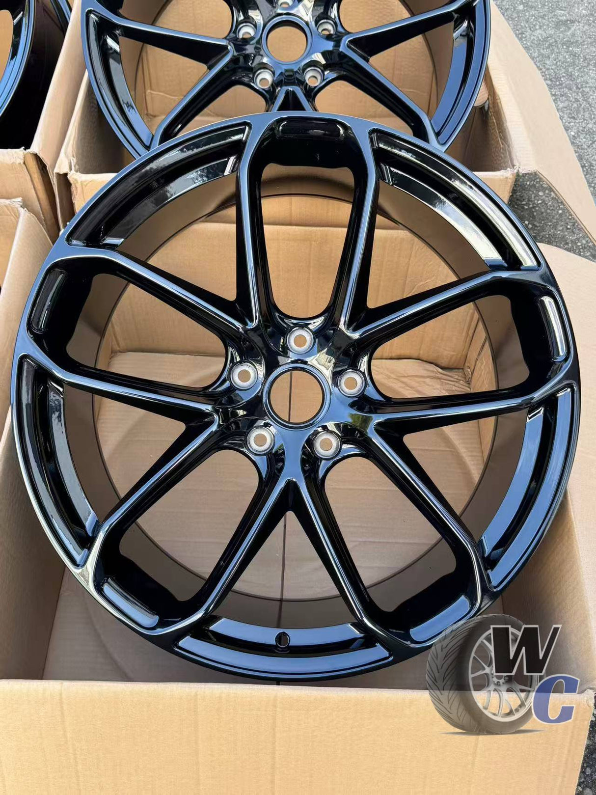 22” Wheels Fit Porsche Taycan 2019–2025 | OE Style Rims | Gloss Black | Staggered Set of 4