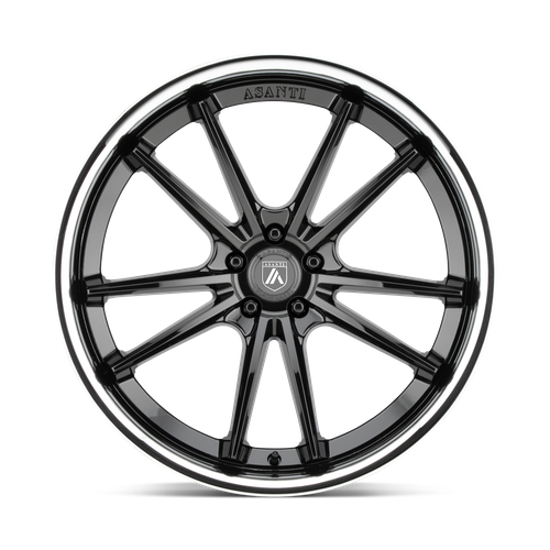 20X9 Asanti Black ABL-23 SIGMA GLOSS BLACK W/ CHROME LIP 5X120