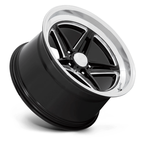 18X8 American Racing Vintage VN514 GROOVE GLOSS BLACK W/ DIAMOND CUT LIP 5X114.3