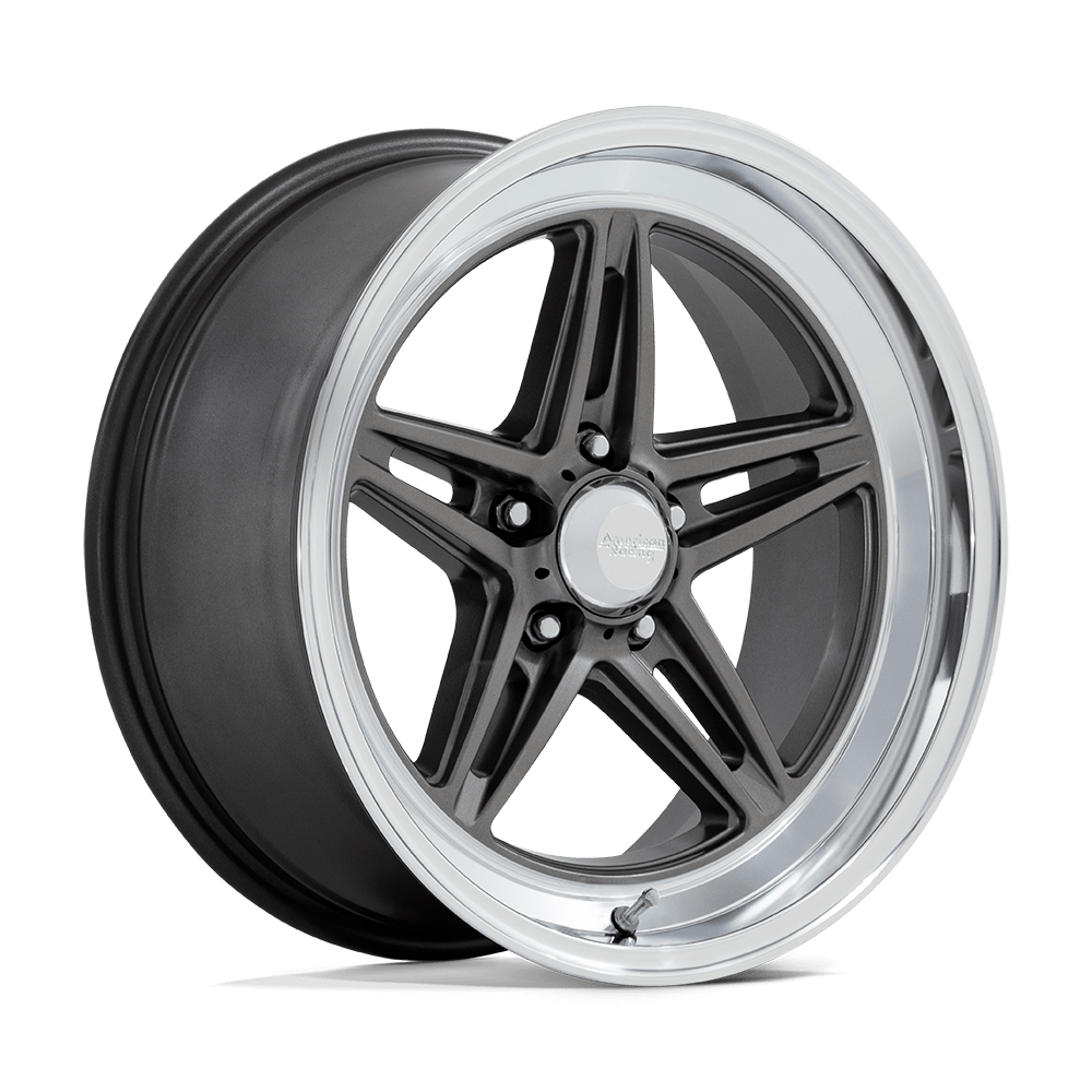 18X10 American Racing Vintage VN514 GROOVE ANTHRACITE W/ DIAMOND CUT LIP 5X114.3