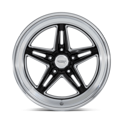 18X10 American Racing Vintage VN514 GROOVE GLOSS BLACK W/ DIAMOND CUT LIP 5X120.65
