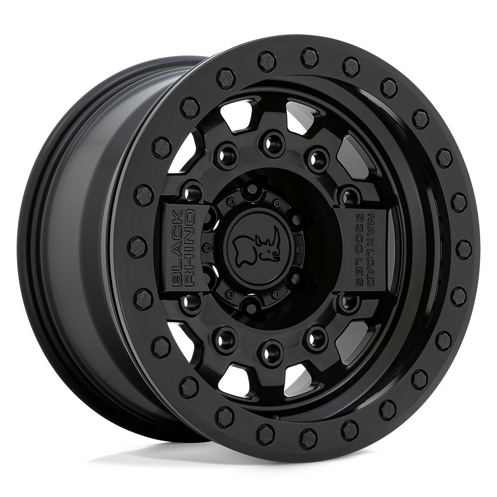 17X8.5 Black Rhino Hard Alloys AVENGER BEADLOCK MATTE BLACK W/ BLACK HARDWARE 5X127