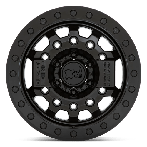 17X8.5 Black Rhino Hard Alloys AVENGER BEADLOCK MATTE BLACK W/ BLACK HARDWARE 5X127