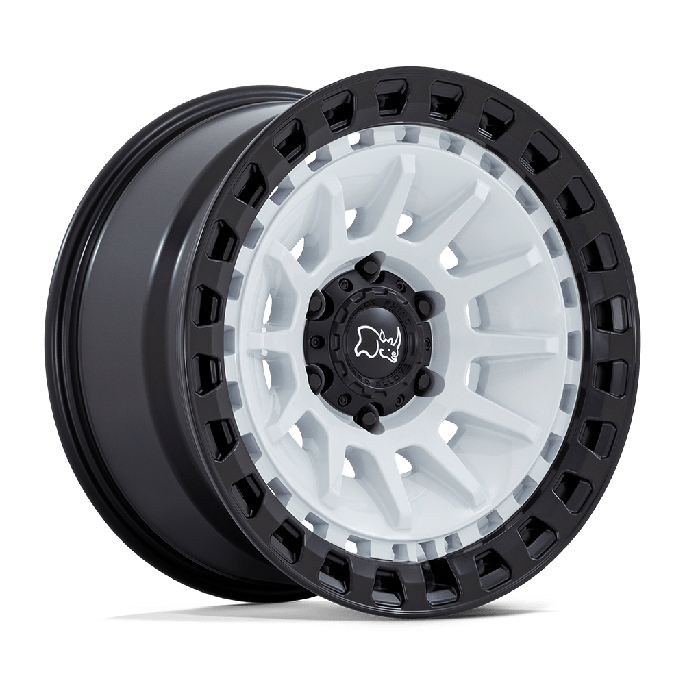 18X9 Black Rhino Hard Alloys BARRAGE GLOSS WHITE ON MATTE BLACK 6X135