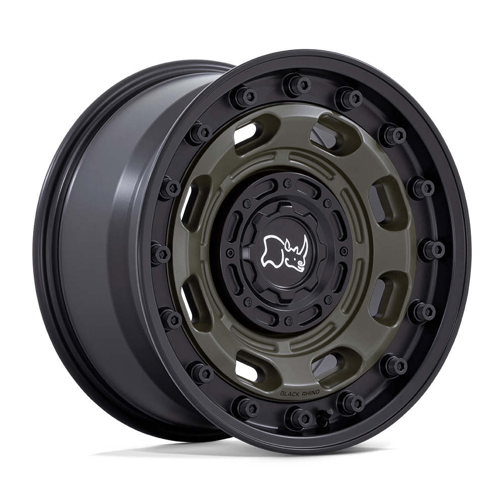 17X8.5 Black Rhino Hard Alloys ATLAS OLIVE DRAB GREEN W/ BLACK LIP 6X135/6X139.7