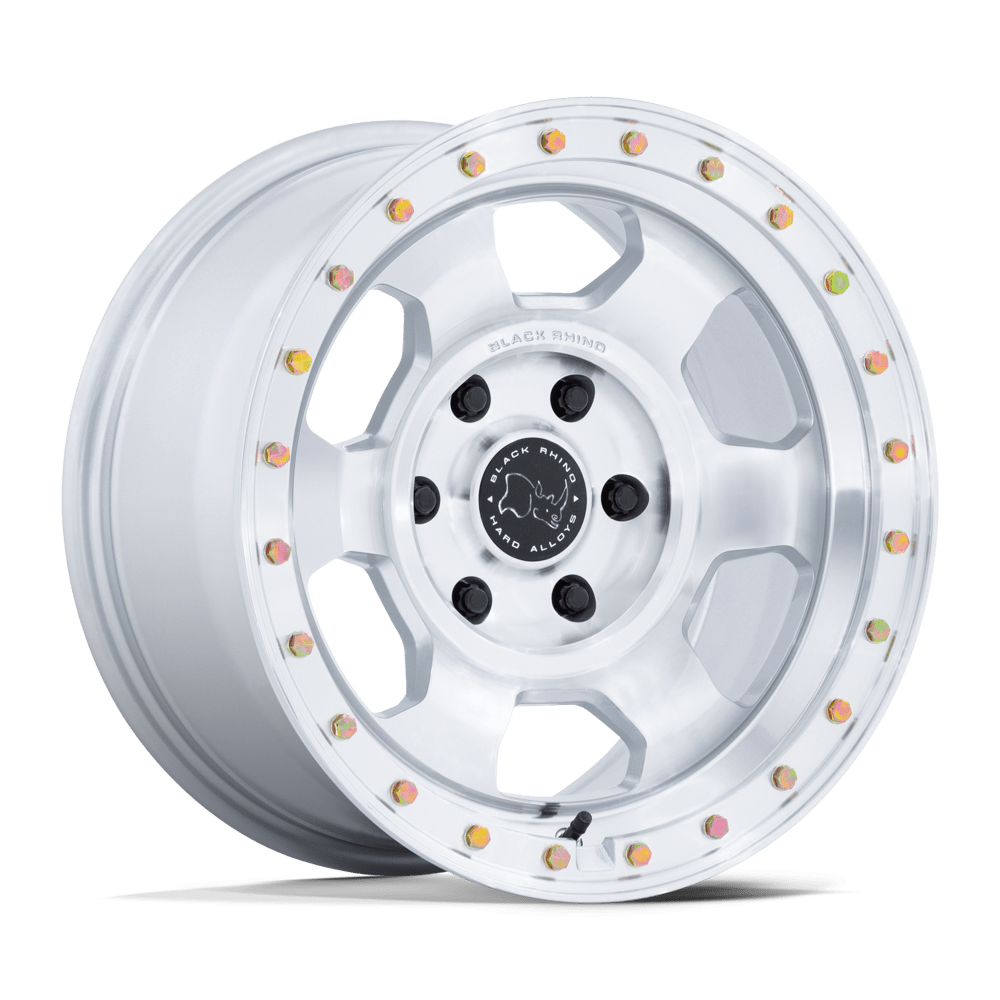 17X8.5 Black Rhino Hard Alloys BR029 TROOPER GLOSS SILVER W/ MACHINED FACE 5X127