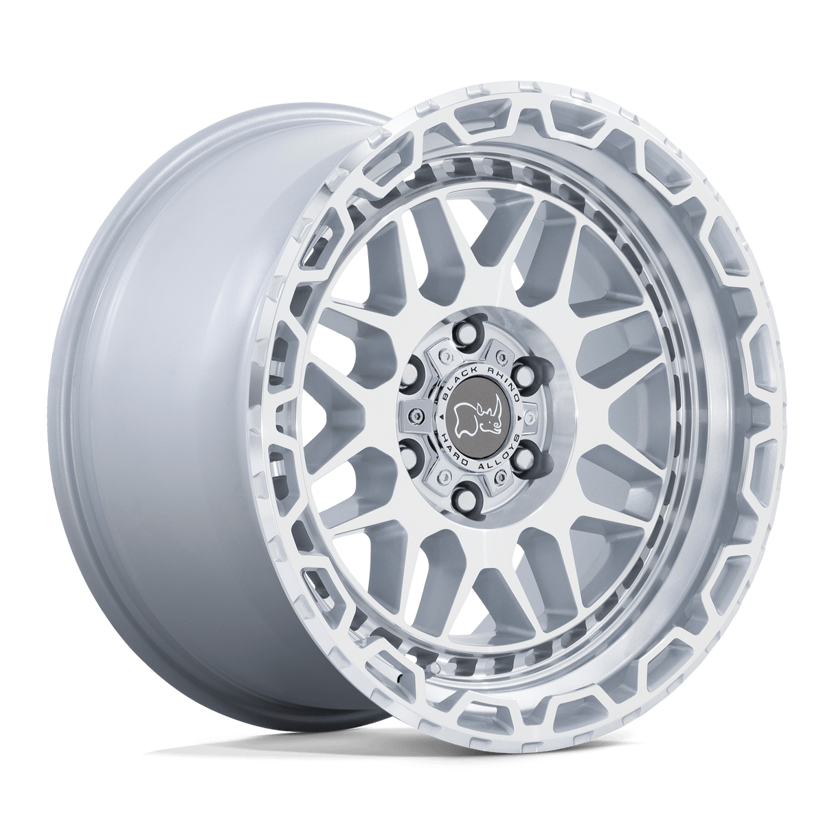 20X9.5 Black Rhino Hard Alloys HOLCOMB GLOSS SILVER W/ MIRROR CUT FAC 6X135