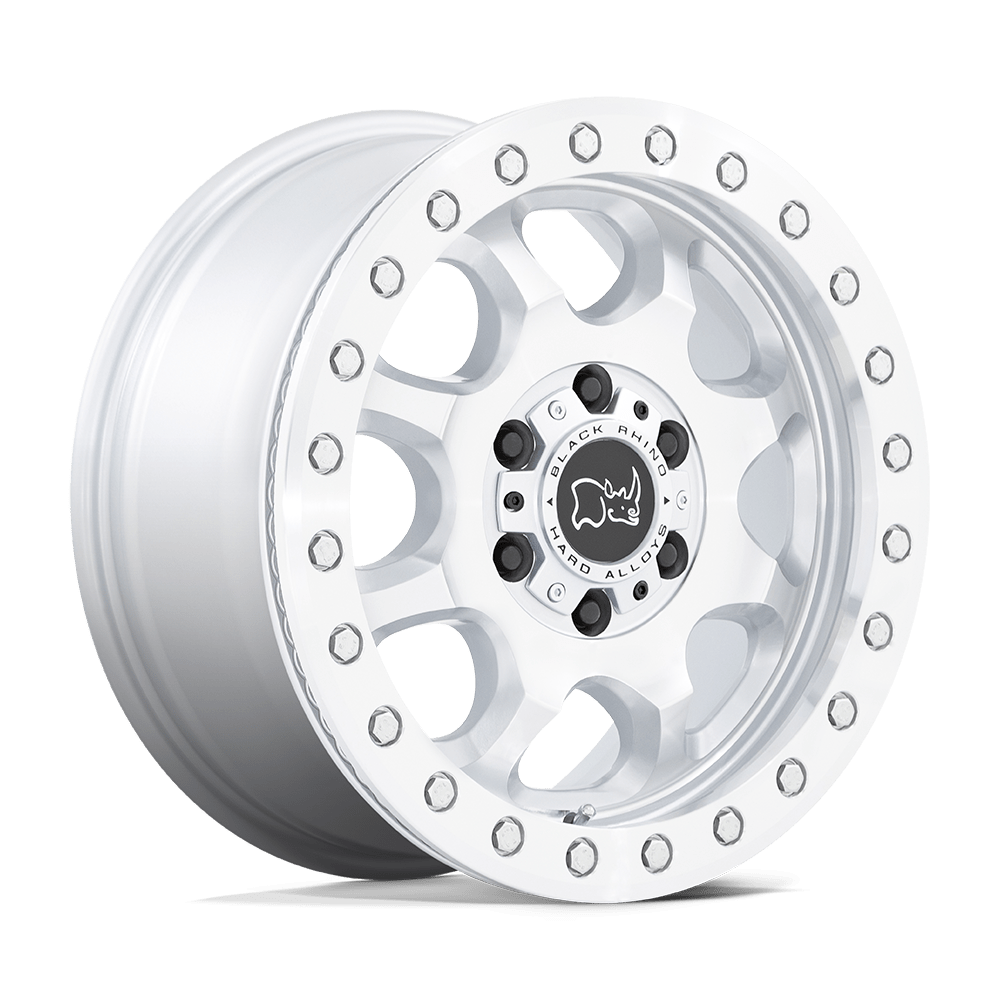 17" Black Rhino Hard Alloys VENTURE BEADLOCK GLOSS SILVER W/ MACHINED FACE 6X130