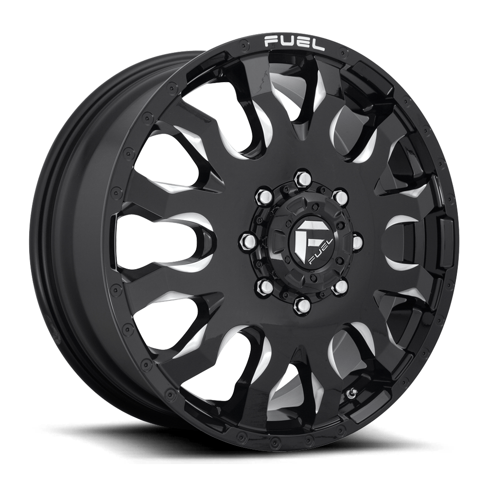 20X8.25 Fuel 1PC D673 BLITZ RIMS - GLOSS BLACK MILLED 8X165.1