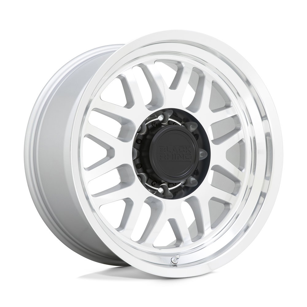 17" Black Rhino Hard Alloys DELTA GLOSS SILVER W MIRROR FACE&LIP 8X165.1