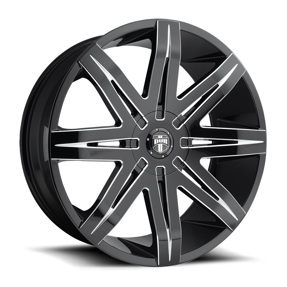 22X9.5 DUB 1PC S227 STACKS GLOSS BLACK MILLED 5X114.3/5X120