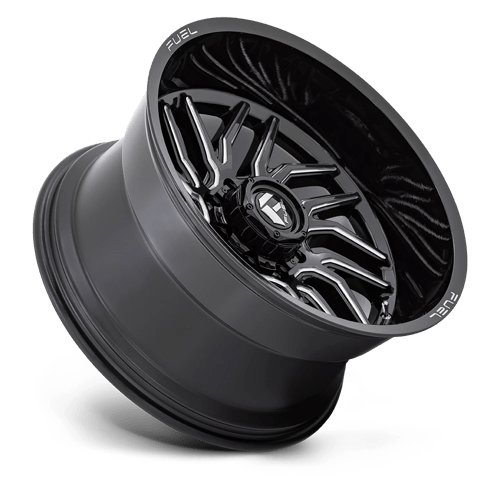 22X12 Fuel 1PC D807 HURRICANE RIMS - GLOSS BLACK MILLED 8X165.1