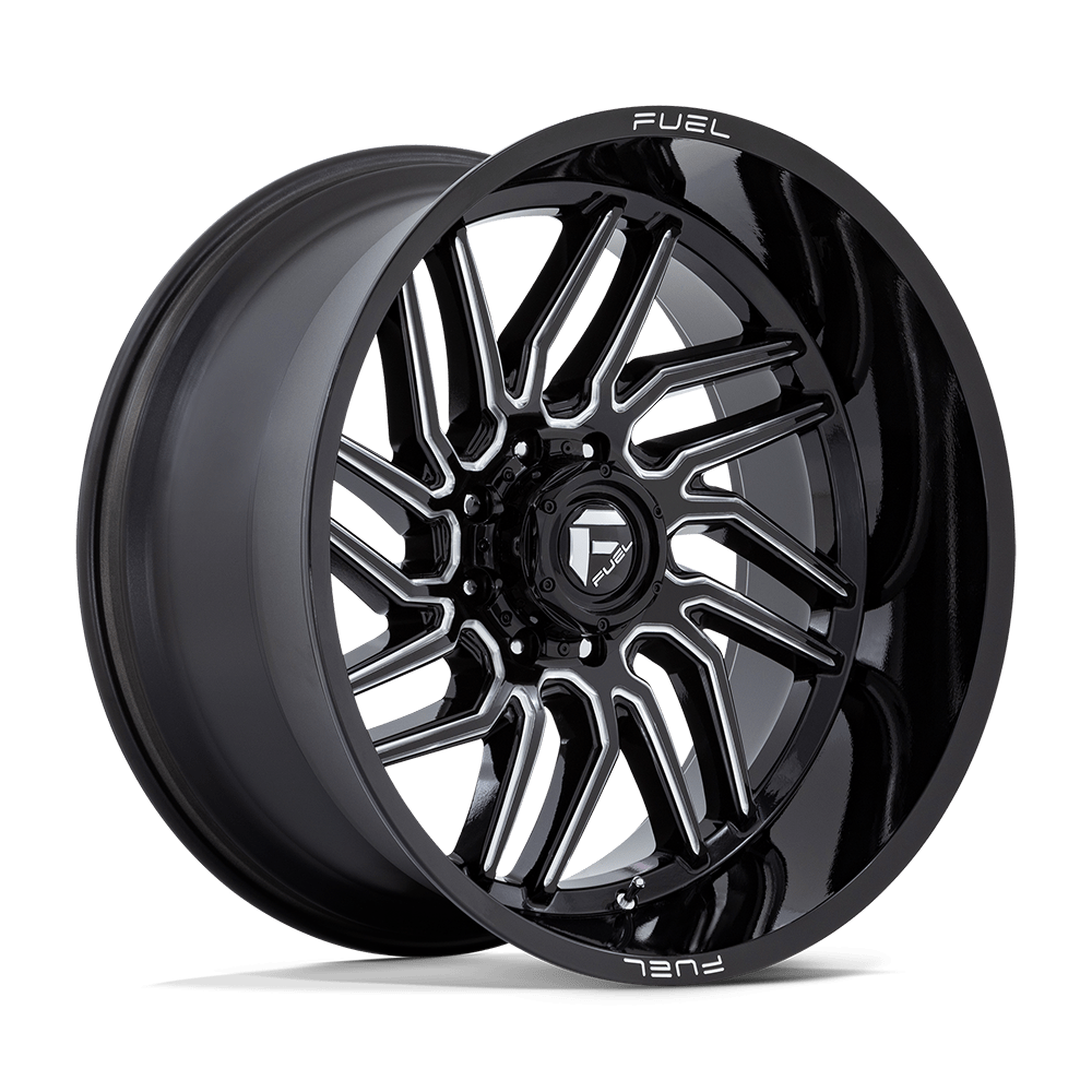 24X12 Fuel 1PC D807 HURRICANE RIMS - GLOSS BLACK MILLED 8X165.1