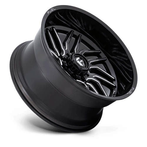 24X12 Fuel 1PC D807 HURRICANE RIMS - GLOSS BLACK MILLED 8X165.1