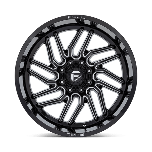 24X12 Fuel 1PC D807 HURRICANE RIMS - GLOSS BLACK MILLED 8X165.1