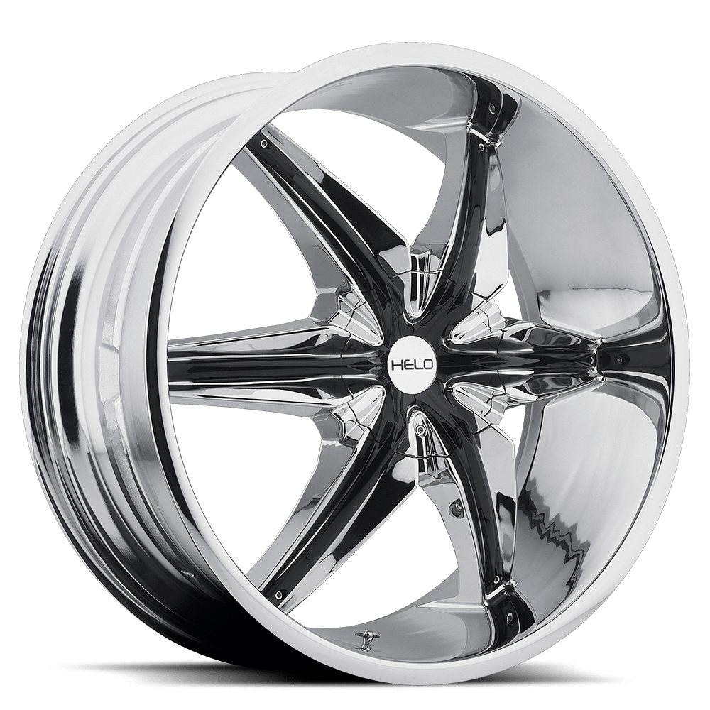 22X9.5 Helo HE866 CHROME W/ GLOSS BLACK ACCENTS 5X135