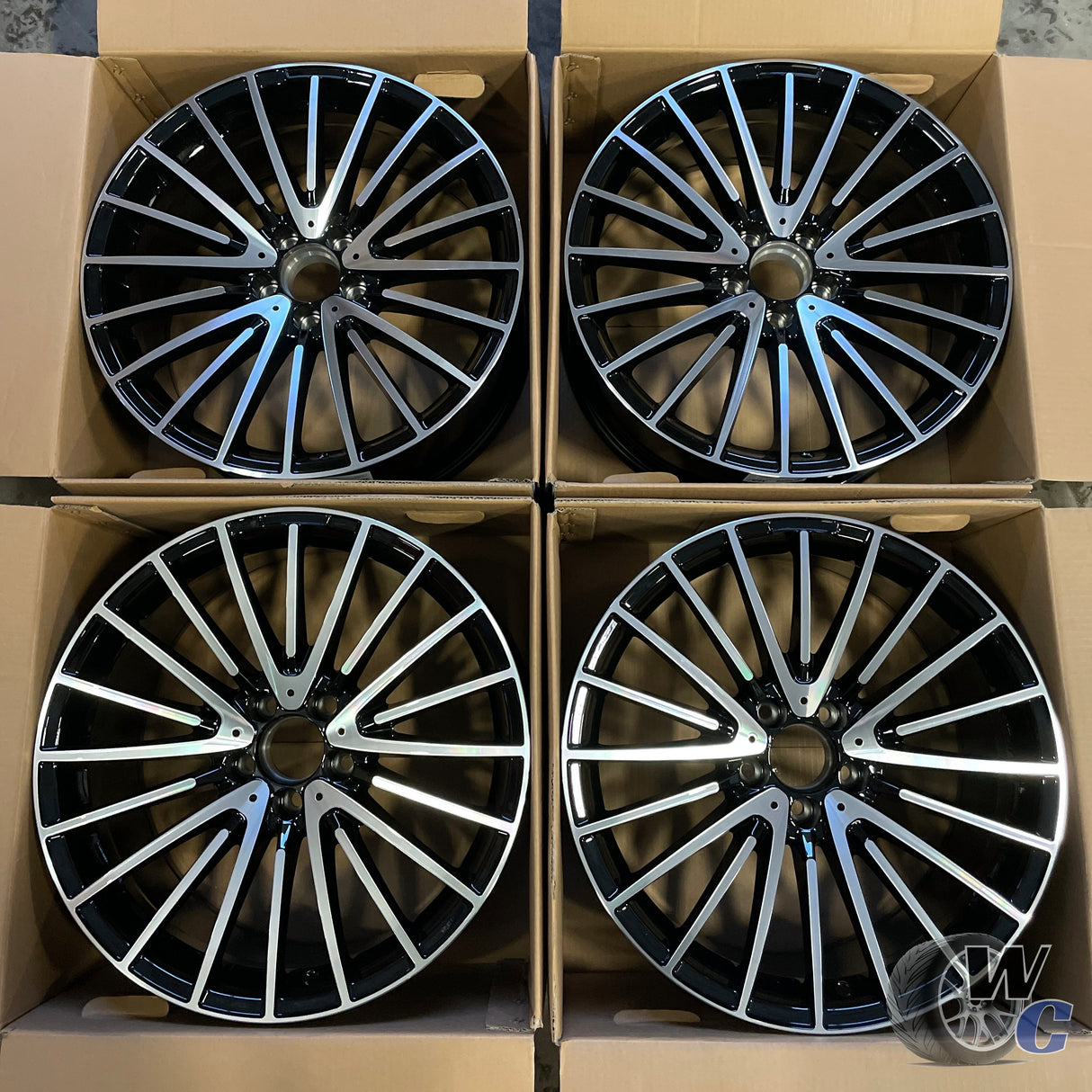 18” Wheels Fit Mercedes-Benz C-Class AMG 2007–2026 | OE Style Rims | Gloss Black Machined Face | Staggered Set of 4