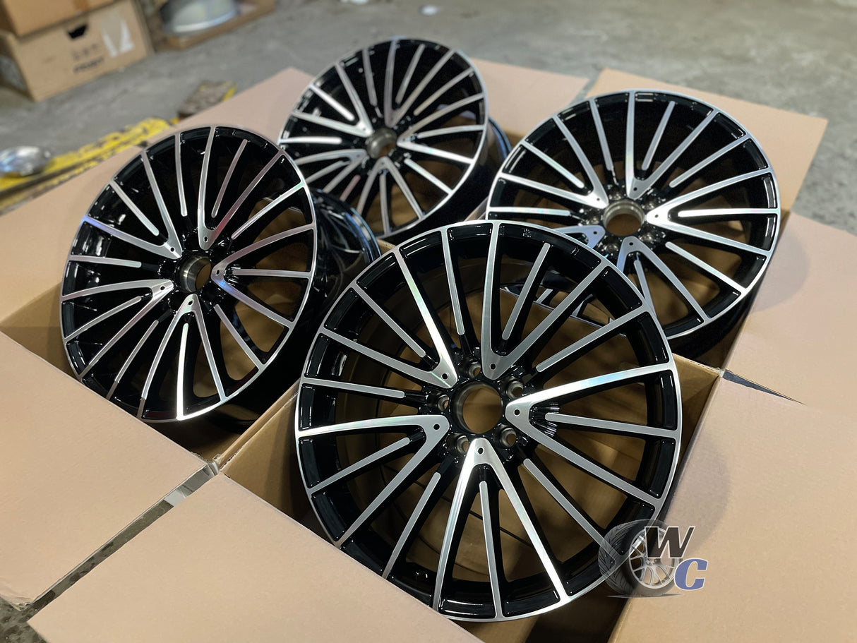 18” Wheels Fit Mercedes-Benz C-Class AMG 2007–2026 | OE Style Rims | Gloss Black Machined Face | Staggered Set of 4