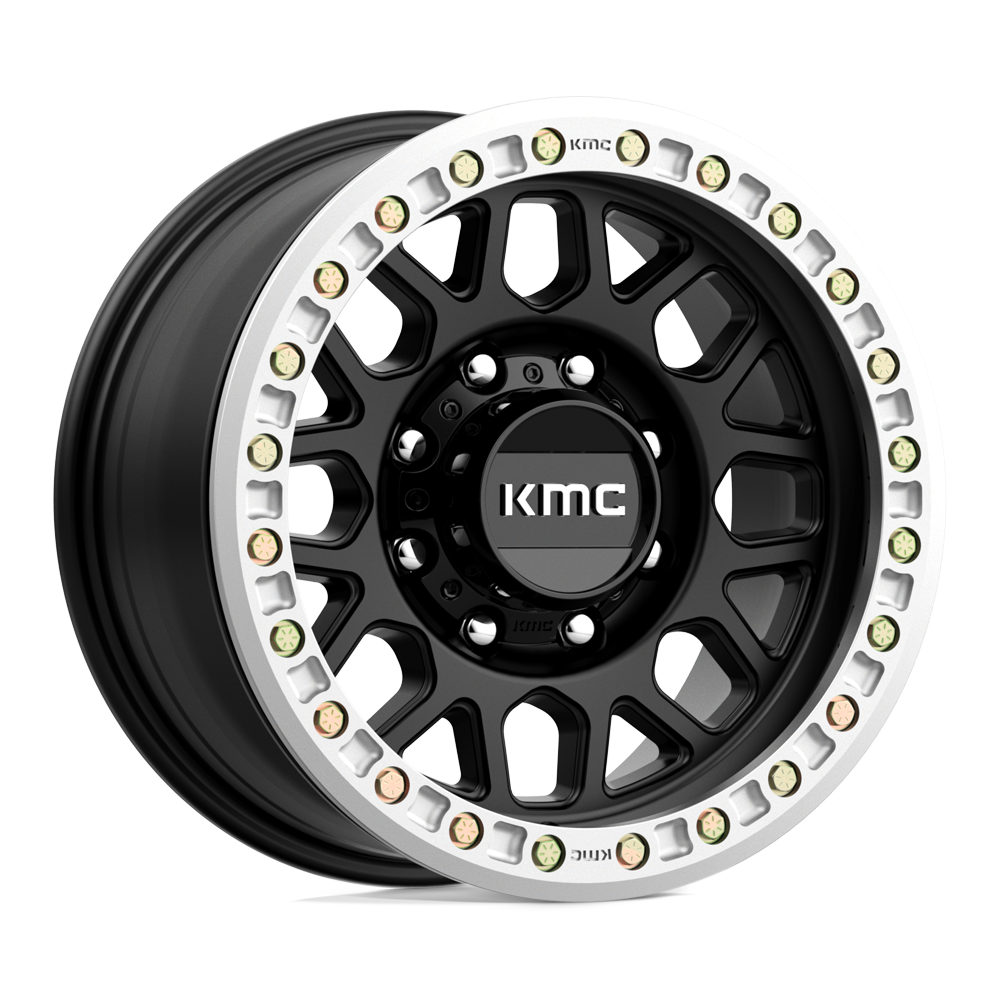 17X8.5 KMC KM234 GRENADE DESERT BEADLOCK RIMS - SATIN BLACK 8X165.1