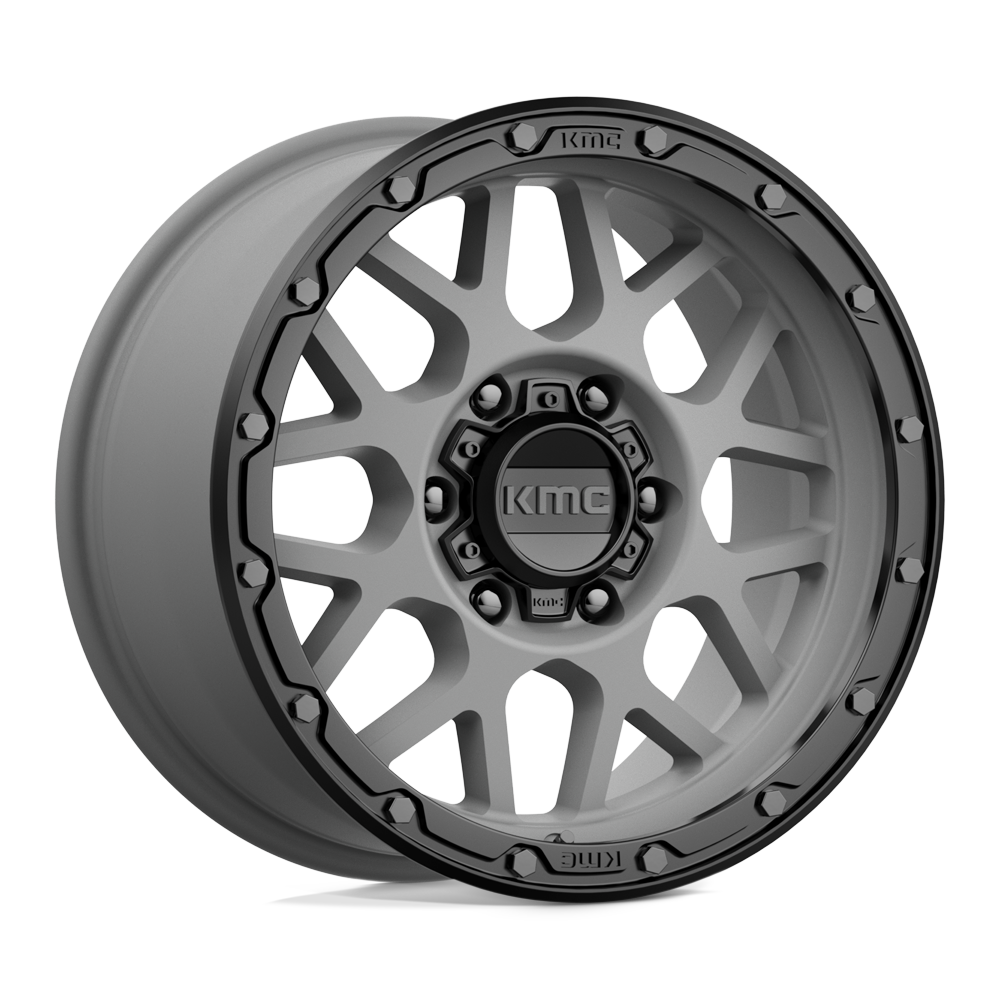 17X9 KMC KM535 GRENADE OFF-ROAD MATTE GRAY W/ MATTE BLACK LIP 6X135