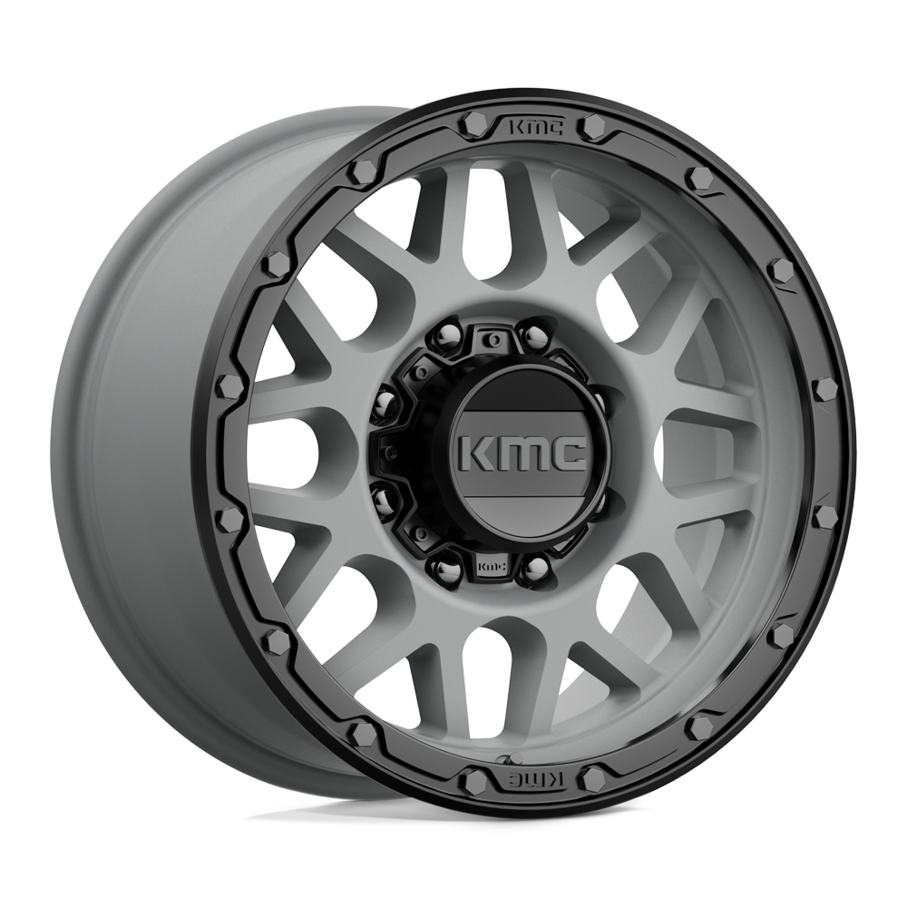 17X9 KMC KM535 GRENADE OFF-ROAD MATTE GRAY W/ MATTE BLACK LIP 8X180