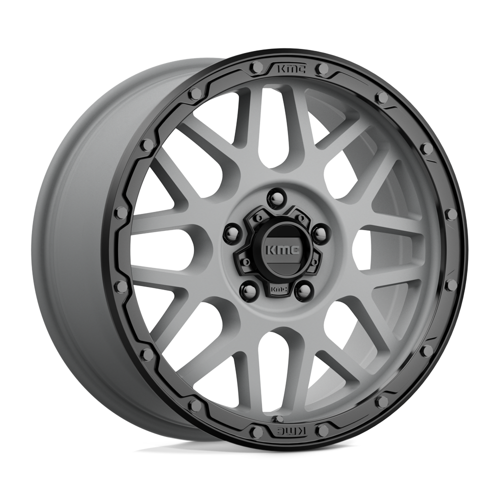 18X8.5 KMC KM535 GRENADE OFF-ROAD MATTE GRAY W/ MATTE BLACK LIP 5X120