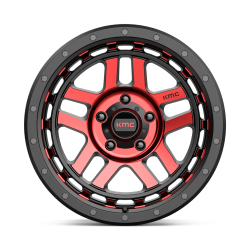 18X8.5 KMC KM540 RECON GLOSS BLACK MACH W/ RED TINT 5X127