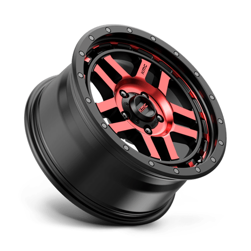 17X9 KMC KM540 RECON GLOSS BLACK MACH W/ RED TINT 5X127