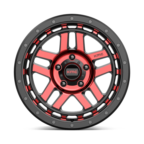 17X9 KMC KM540 RECON GLOSS BLACK MACH W/ RED TINT 5X127