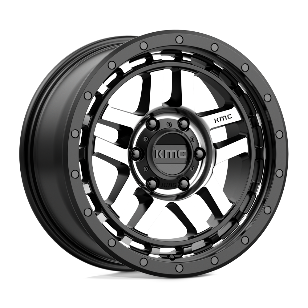 18X8.5 KMC KM540 RECON SATIN BLACK MACHINED 6X120