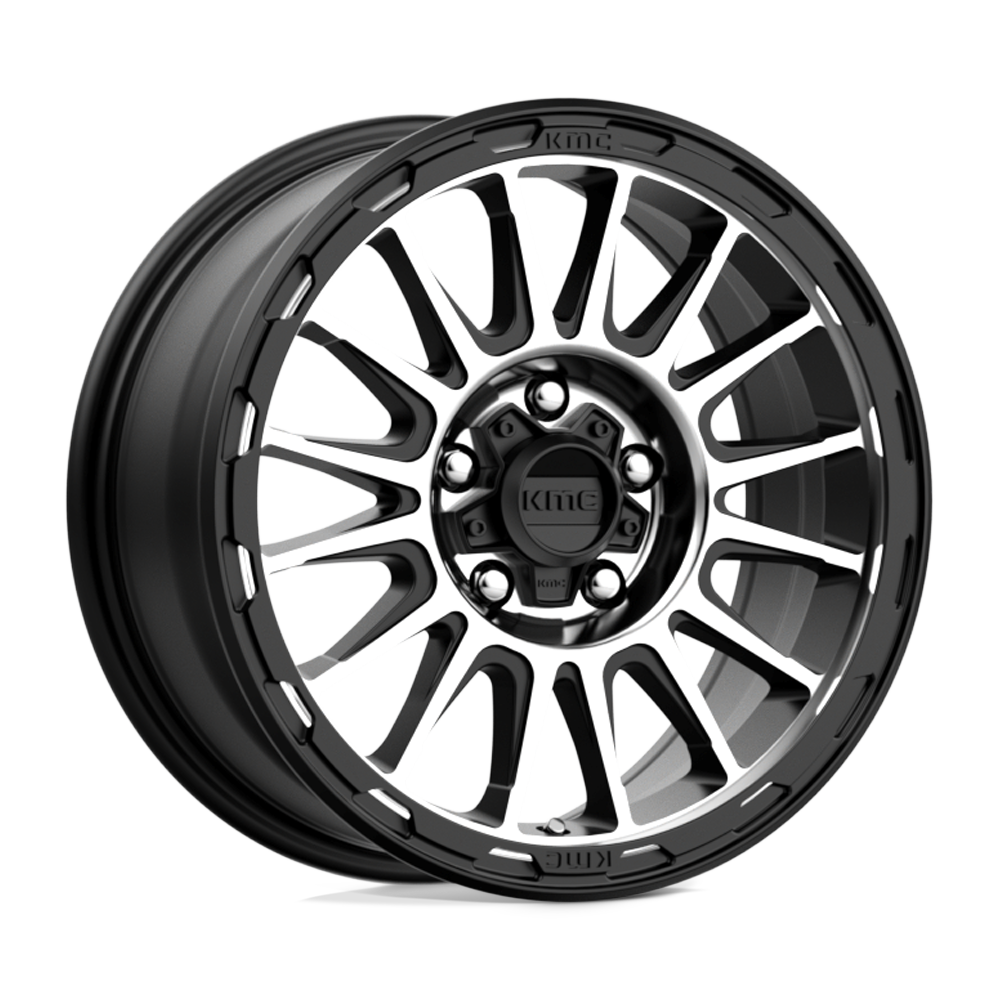 17X8 KMC KM542 IMPACT RIMS - SATIN BLACK MACHINED 5X108