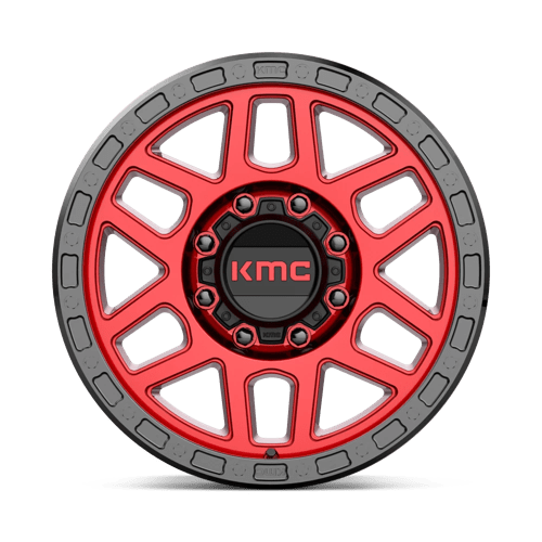 18X9 KMC KM544 MESA CANDY RED W/ BLACK LIP 8X180