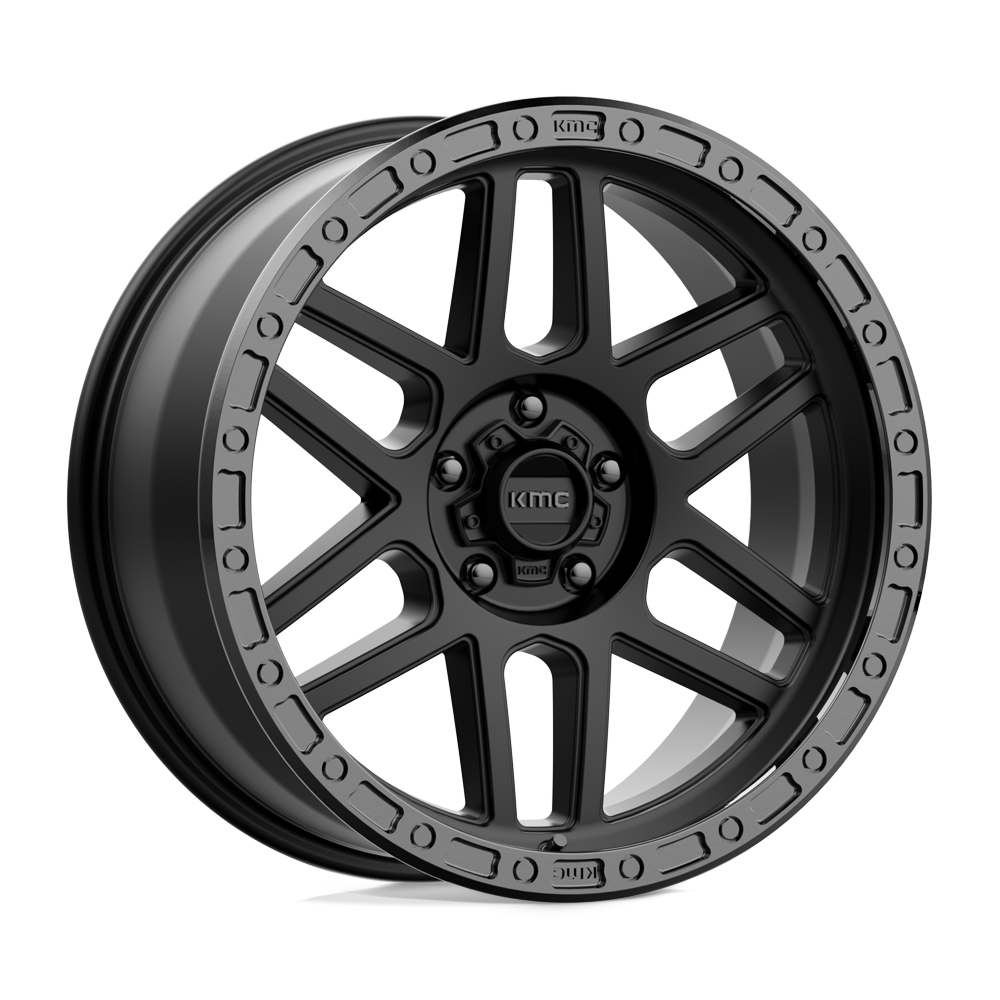 17X8.5 KMC KM544 MESA SATIN BLACK W/ GLOSS BLACK LIP 5X127