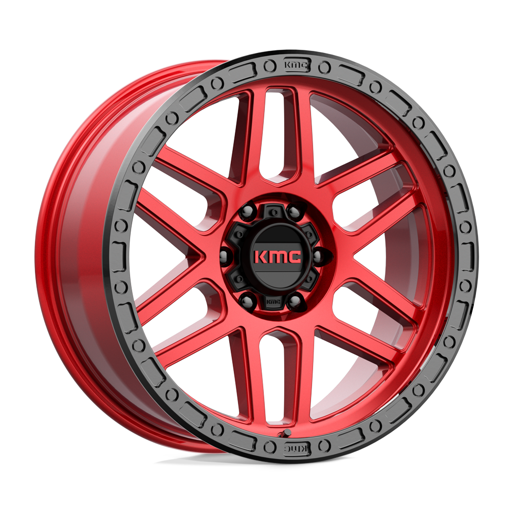 17X8.5 KMC KM544 MESA CANDY RED W/ BLACK LIP 6X135