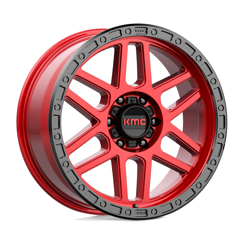 17X9 KMC KM544 MESA CANDY RED W/ BLACK LIP 6X139.7