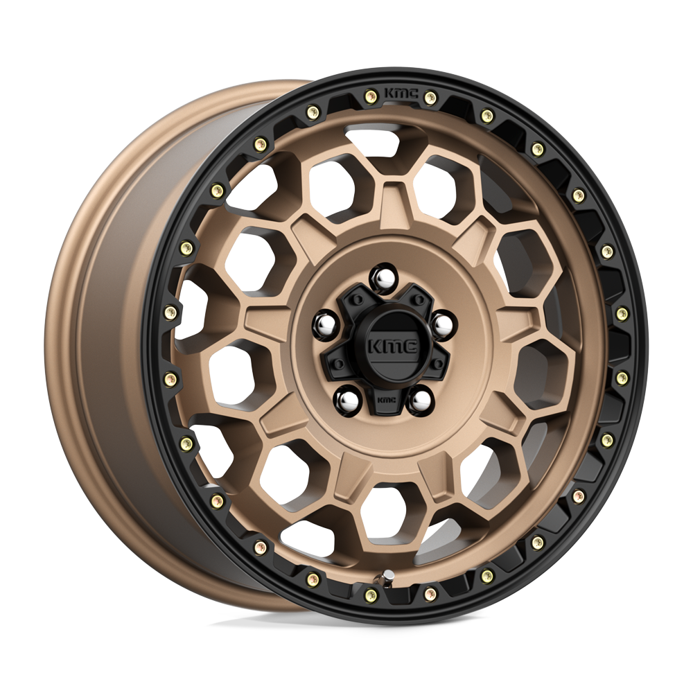 17X8 KMC KM545 TREK RIMS - MATTE BRONZE W/ BLACK LIP 5X108