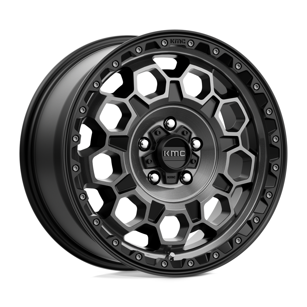 17X8 KMC KM545 TREK RIMS - SATIN BLACK W/ GRAY TINT 5X108
