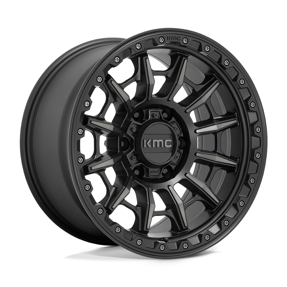 16X8 KMC KM547 CARNAGE SATIN BLACK W/ GRAY TINT 6X139.7
