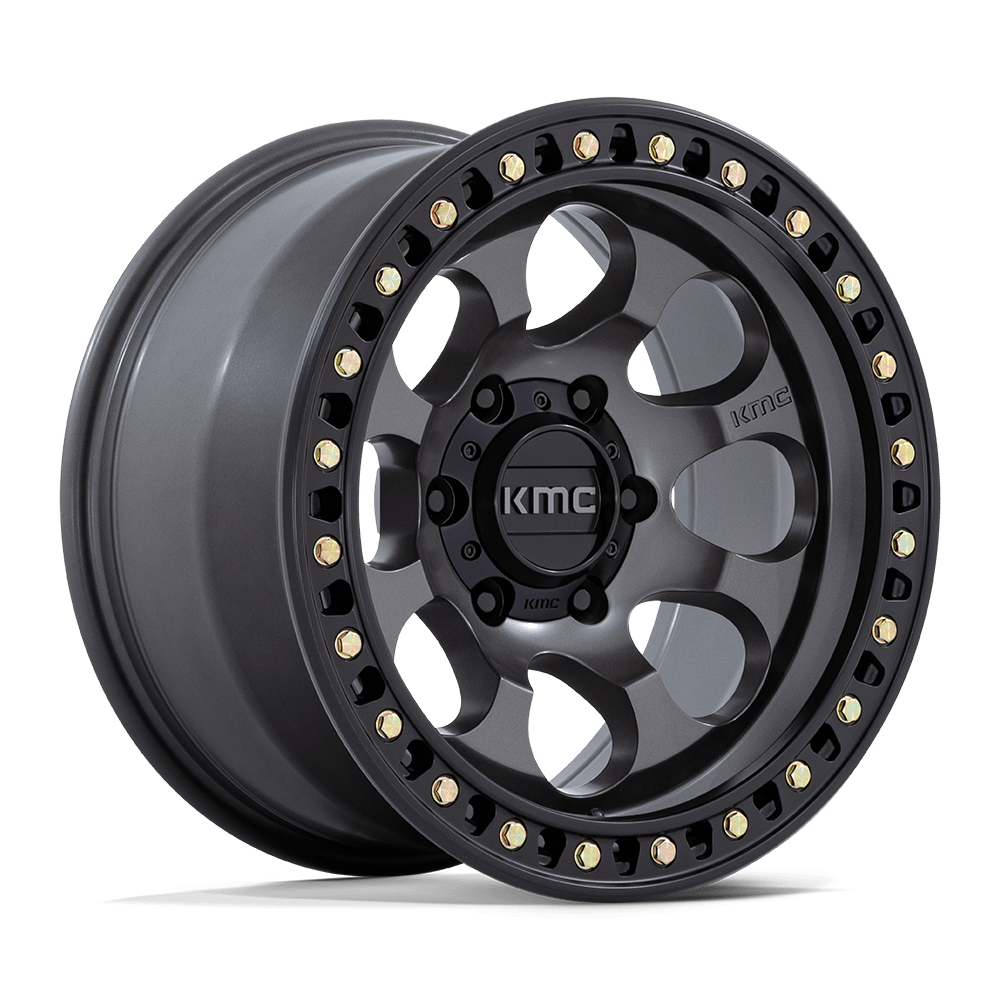 18X9 KMC KM550 RIOT SBL ANTHRACITE W/ SATIN BLACK LIP 6X139.7
