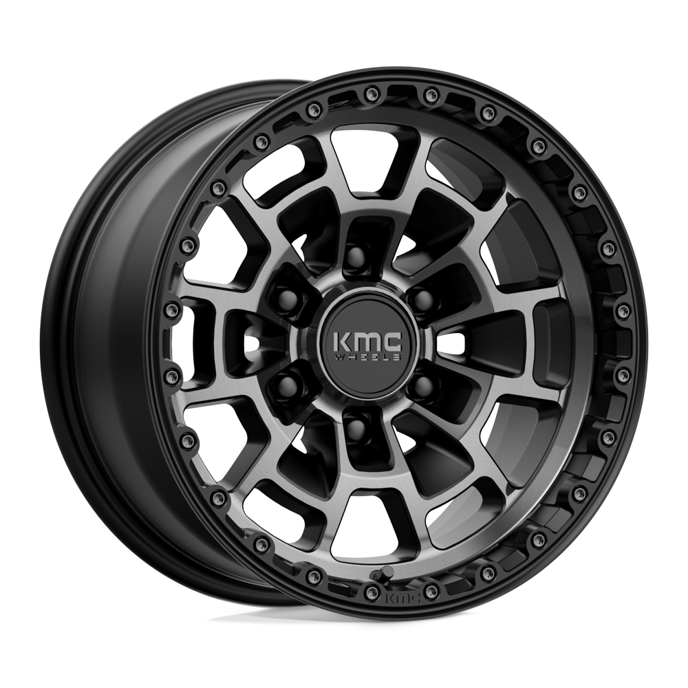 16X8 KMC KM718 SUMMIT SATIN BLACK W/ GRAY TINT 6X120