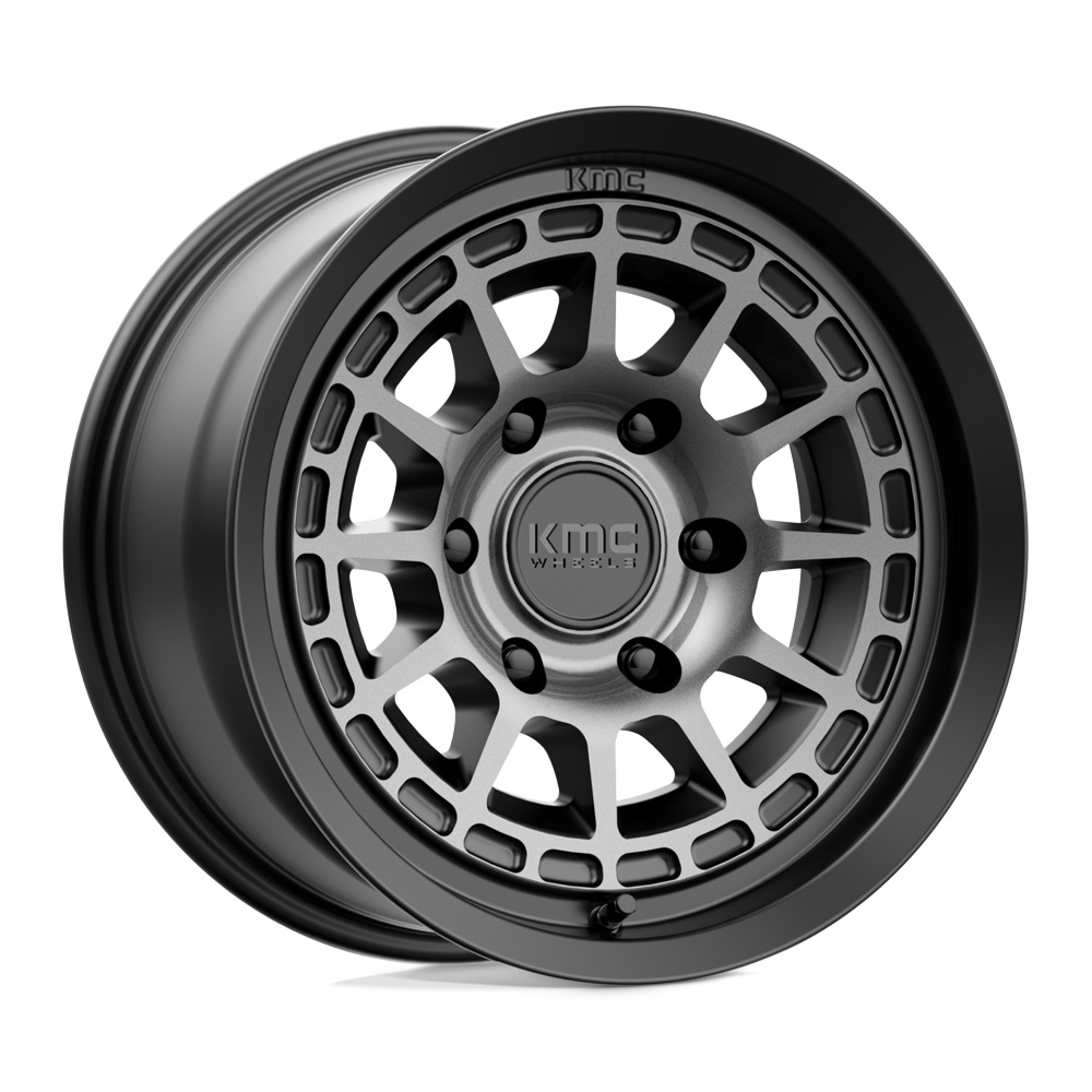 17X8 KMC KM719 CANYON SATIN BLACK W/ GRAY TINT 6X139.7