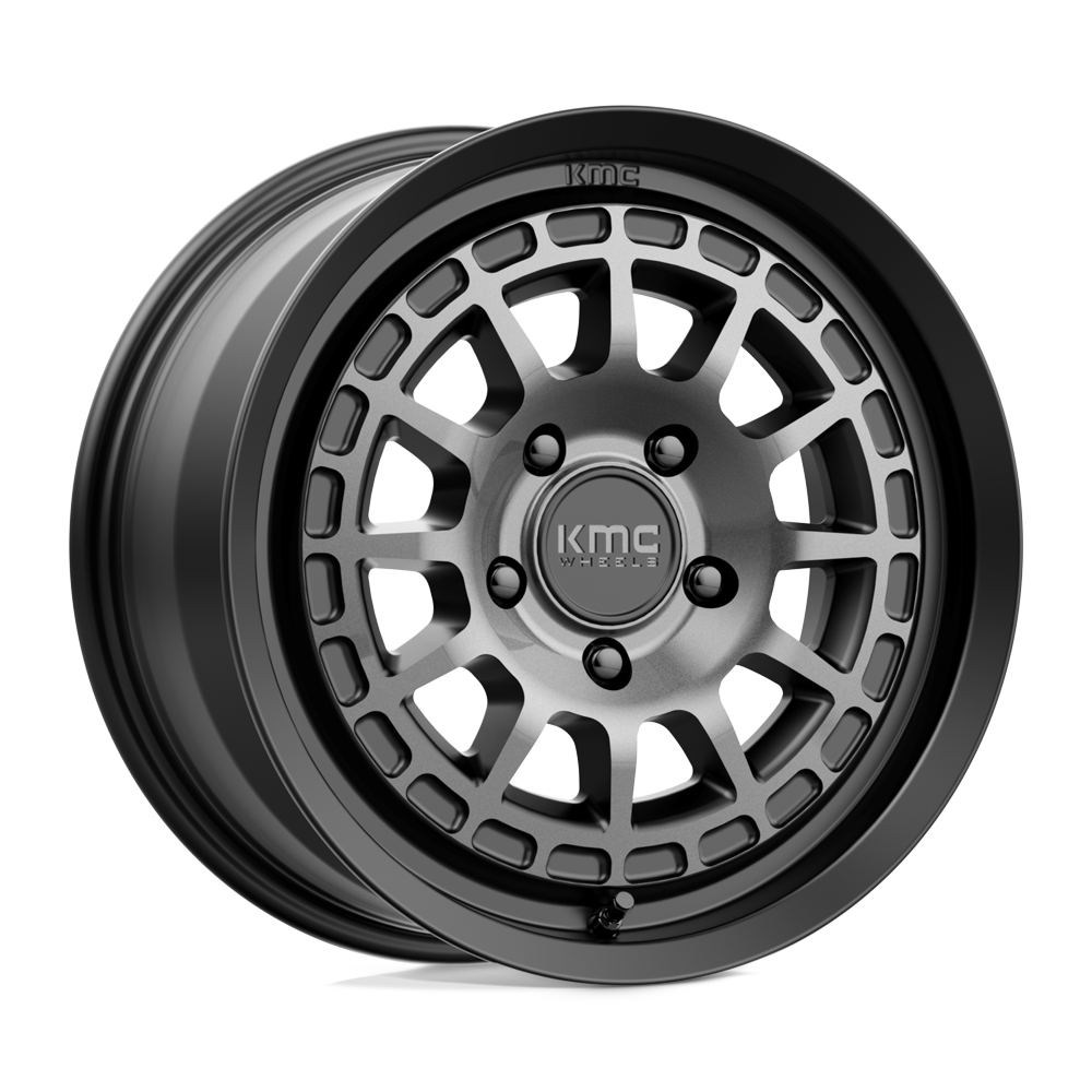 17X8 KMC KM719 CANYON SATIN BLACK W/ GRAY TINT 5X114.3
